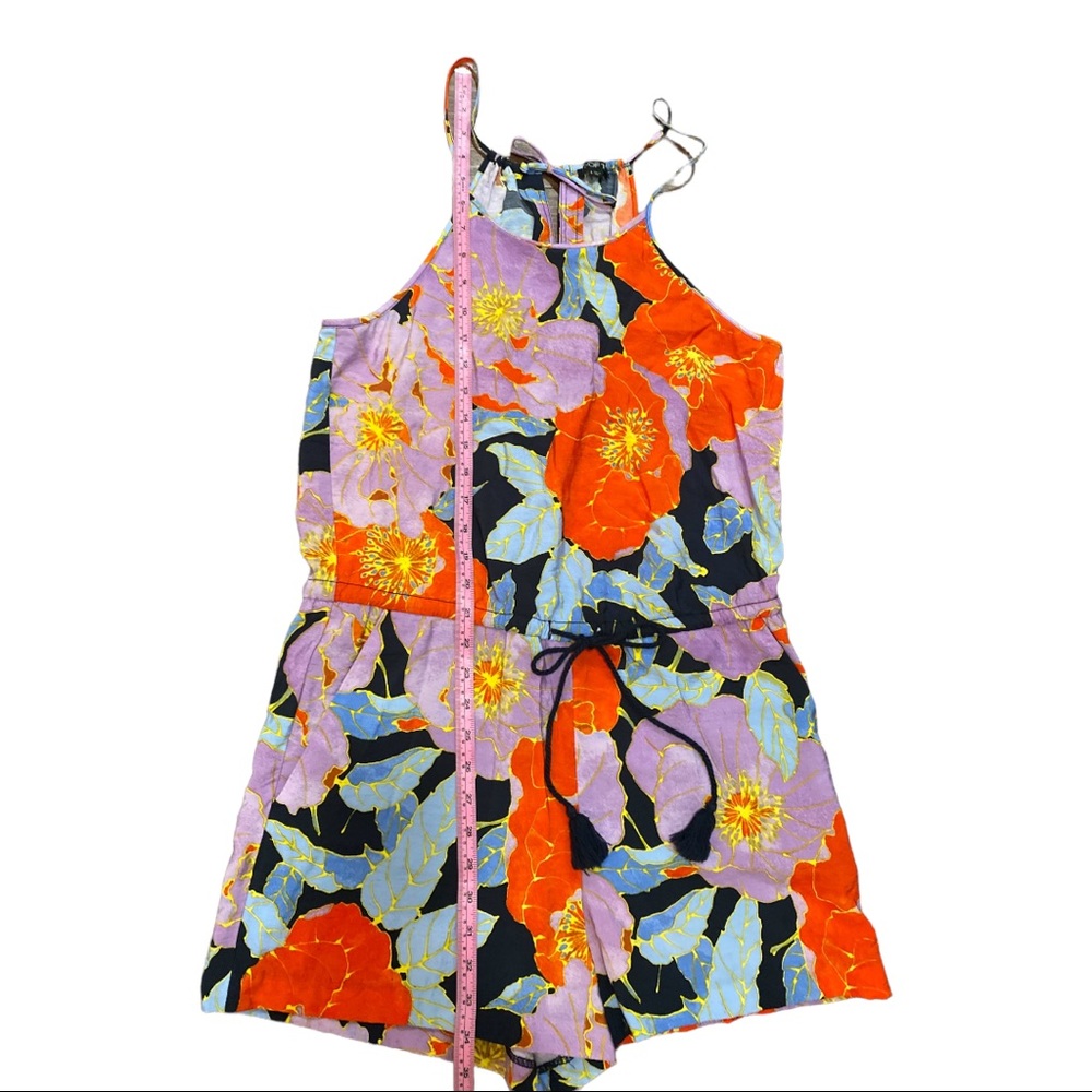 Ann Taylor LOFT Floral Short ROMPER with Tassel SMALL - Picture 3 of 7